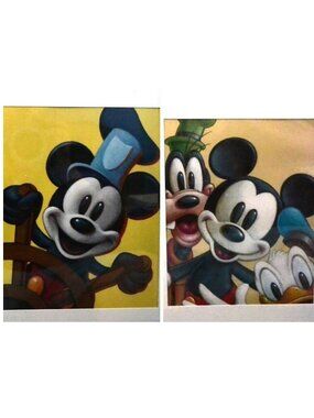 Pair Of Disney Character Prints Mickey Mouse Goofy Pluto 11 x 14 Matted Decor